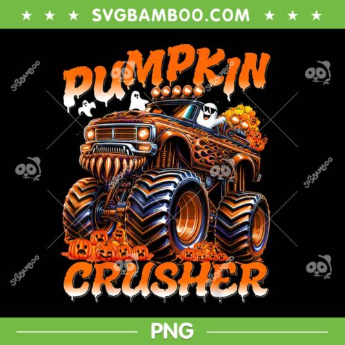 Pumpkin Crusher Monster Truck PNG, Ghosts Halloween Monster Truck PNG