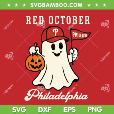 Phillies Red October Ghost SVG PNG, Philadelphia Phillies Halloween Ghost SVG