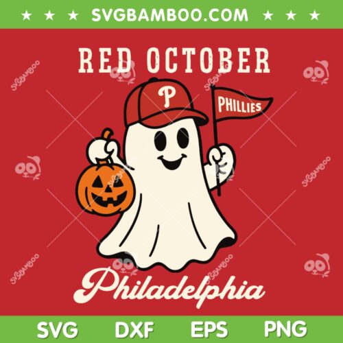 Phillies Red October Ghost SVG PNG, Philadelphia Phillies Halloween Ghost SVG