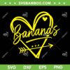 Retro Heart Bananas Football SVG, Savannah Bananas Heart Lover SVG PNG Retro Heart Bananas Football SVG, Savannah Bananas Heart Lover SVG PNG
