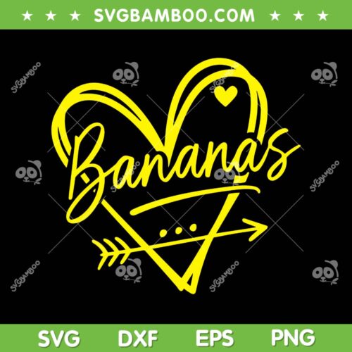 Retro Heart Bananas Football SVG, Savannah Bananas Heart Lover SVG PNG