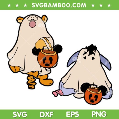Tigger Eeyore Ghost SVG PNG, Halloween Winnie the Pooh and Friend Character SVG