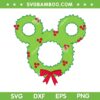 Mickey Mouse Wreath Ears SVG, Disney Mouse Christmas Wreath SVG PNG