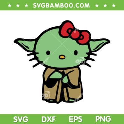 Baby Yoda Hello Kitty SVG PNG, Cute Kawaii Kitty Star Wars Characters SVG