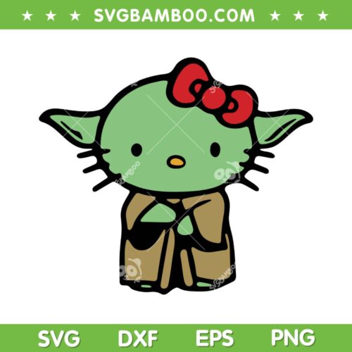 Baby Yoda Hello Kitty SVG PNG, Cute Kawaii Kitty Star Wars Characters SVG