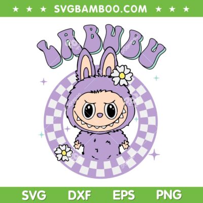 Retro Labubu Flower SVG, Cute Labubu Monster SVG PNG