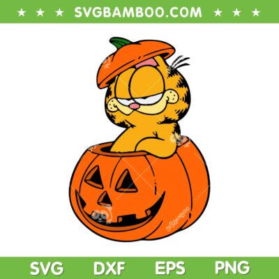 Garfield Pumpkin Halloween SVG, Funny Garfield Cat Spooky Halloween SVG PNG