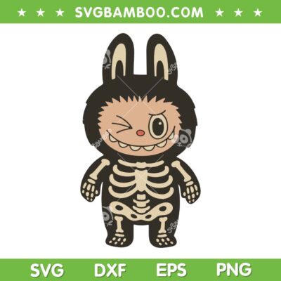 Cute Labubu Skeleton SVG PNG, Labubu Monster Halloween SVG