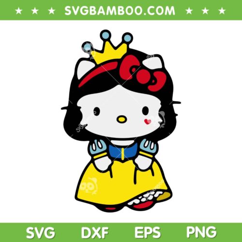 Hello Kitty Princess SVG PNG, Kawaii Kitty Snow White SVG
