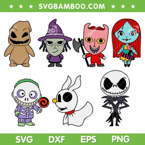 Nightmare Before Christmas Characters SVG Bundle, Oogie Boogie Jack Skellington SVG Bundle