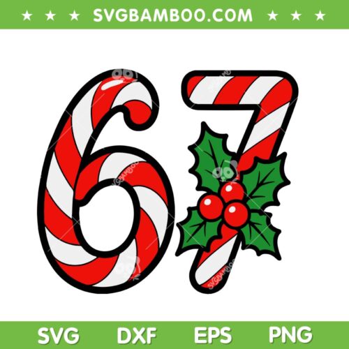 67 Candy Canes SVG PNG, Funny Six Seven Candy Christmas Meme SVG