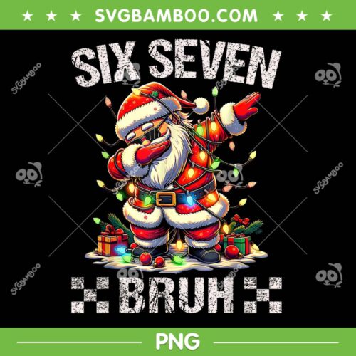 Santa Six Seven Burh PNG, Funny Santa Dabbing 67 Christmas PNG