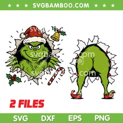 Funny Grinch Christmas Front-Back SVG, Grinch Christmas Spooky Season SVG PNG