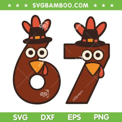 Funny Six Seven Turkey SVG PNG, 6 7 Meme Thanksgiving Turkey SVG