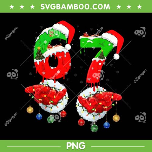 Funny Six Seven 67 Meme PNG, 6 7 Christmas Santa Hand PNG