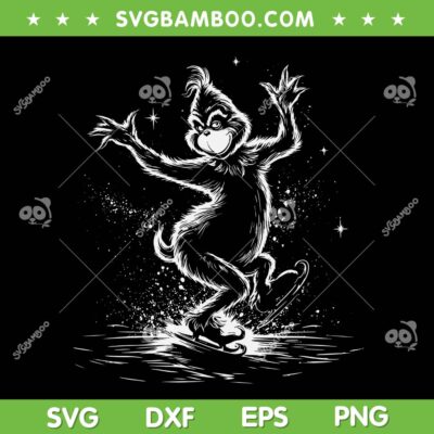 Grinch Ice Skating SVG, Funny Grinch Skiing Christmas SVG PNG Grinch Ice Skating SVG, Funny Grinch Skiing Christmas SVG PNG