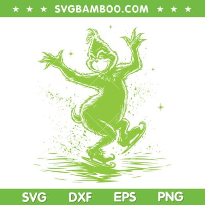 Funny Grinch Skating Christmas SVG, Grinch Dancing Xmas SVG PNG Funny Grinch Skating Christmas SVG, Grinch Dancing Xmas SVG PNG