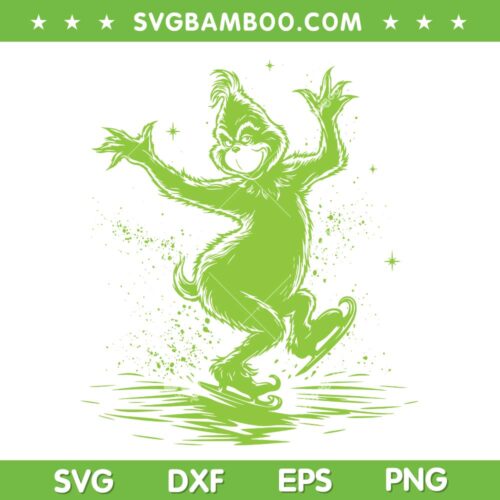 Funny Grinch Skating Christmas SVG, Grinch Dancing Xmas SVG PNG