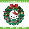 Hello Kitty Christmas Wreath SVG, Kawaii Kitty Xmas Gift SVG PNG