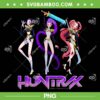 Huntrix Anime Manga PNG, Kpop Demon Hunters Rumi Mira Zoey with Weapon PNG