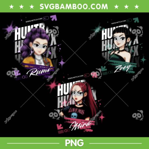 Huntrix Kpop Art PNG Bundle, Rumi Mira Zoey Bundle PNG