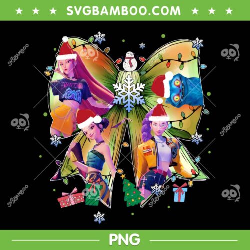 Huntrix Christmas Coquette Bow PNG, Rumi Mira Zoey Christmas Bow PNG
