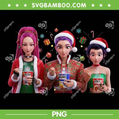 Huntrix Christmas Ramyeon PNG, Xmas Kpop Demon Hunters Ramen PNG