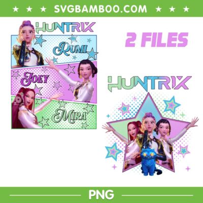 Huntrix Golden Star Bundle PNG, Kpop Demon Hunters Huntrix Golden PNG