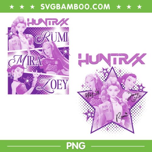 Huntrix Kpop Poster PNG, Rumi Mira Zoey Star PNG
