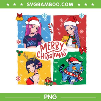 Huntrix Merry Christmas PNG, Kpop Demon Hunters Xmas PNG Huntrix Merry Christmas PNG, Kpop Demon Hunters Xmas PNG