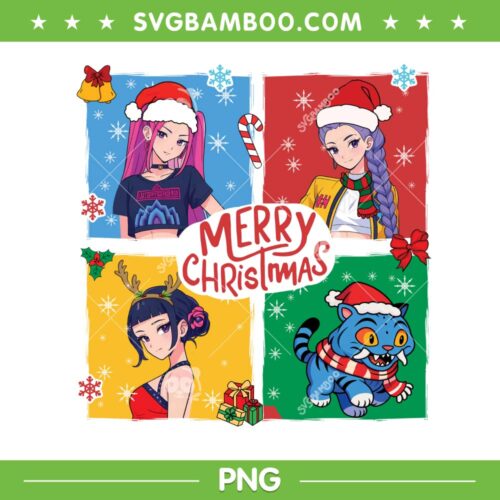 Huntrix Merry Christmas PNG, Kpop Demon Hunters Xmas PNG