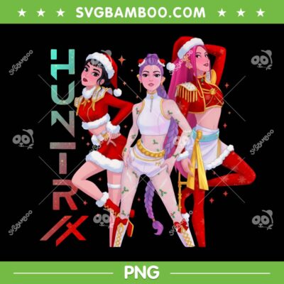 Huntrix Christmas Pose PNG, Kpop Demon Hunters Xmas PNG