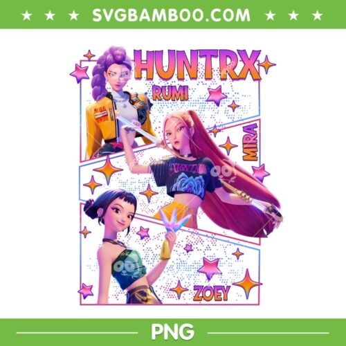 Rumi Mira Zoey Hutrix PNG, Kpop Demon Hunters Huntrix Poster PNG