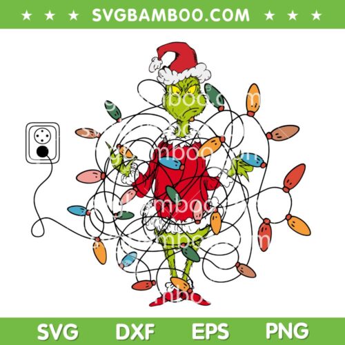 Funny Grinch Im Fine Everything is Fine SVG, Santa Grinch Christmas Lights SVG PNG