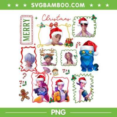 Kpop Demon hunter Christmas Card PNG, Huntrix Merry Christmas PNG Kpop Demon hunter Christmas Card PNG, Huntrix Merry Christmas PNG