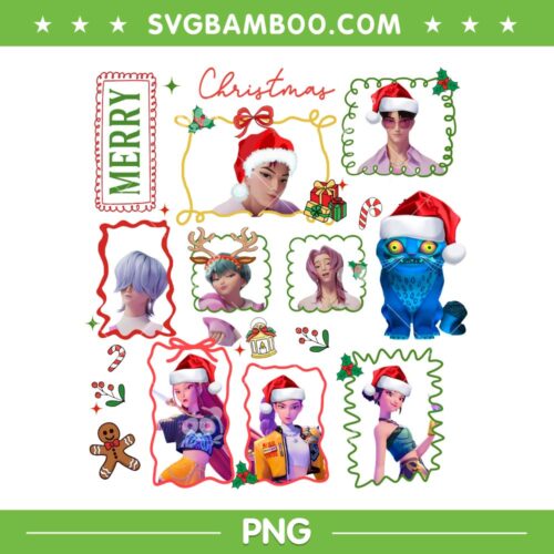 Kpop Demon hunter Christmas Card PNG, Huntrix Merry Christmas PNG
