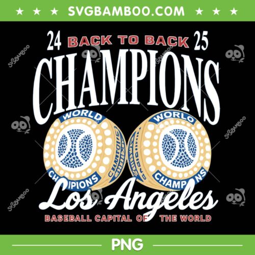 Dodgers Back to Back Champions PNG, LA Baseball World Series Champions 2025 PNG
