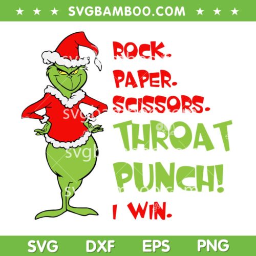 Rock Paper Scissors Grinch SVG, Funny Grinch Rock Paper Christmas SVG PNG
