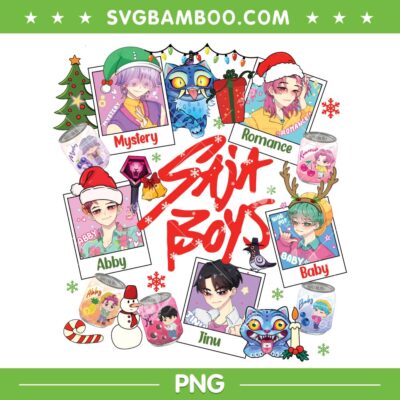 Saja Boys Christmas Picture Frame PNG, Kpop Demon Hunters Saja Merry Xmas PNG