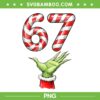 Grinch Hand Six Seven PNG, Santa Grinch Christmas 67 PNG, Candy Cane Grinch Xmas PNG