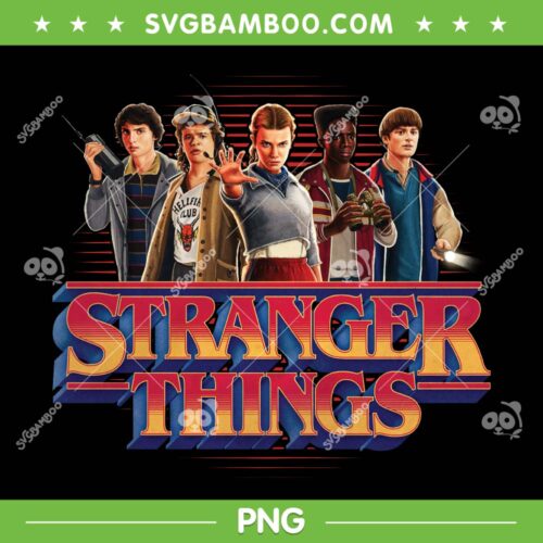 Stranger Things Season 5 Main Crew PNG, Stranger Things s5 80's Style Group PNG