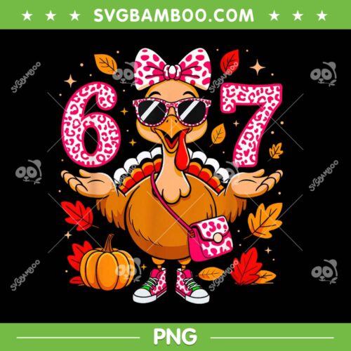 Cool Turkey 6 7 Leopard PNG, Thanksgiving Six Seven Leopard Bow PNG