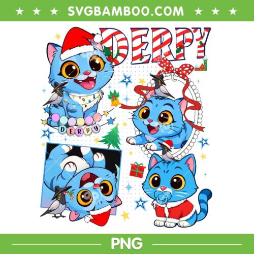 Xmas Derpy Candy Cane PNG, Cute Derpy Tiger Merry Christmas 2025 PNG