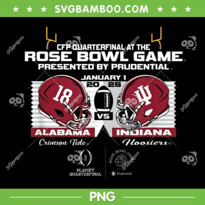 Alabama Crimson Tide vs Indiana Hoosiers PNG, CFP Rose Bowl 2026 PNG