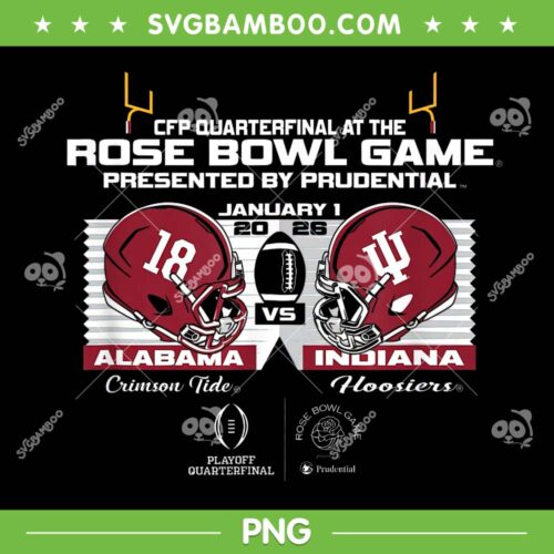 Alabama Crimson Tide vs Indiana Hoosiers PNG, CFP Rose Bowl 2026 PNG