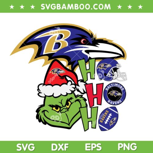 Grinch HoHoHo Baltimore Ravens SVG, Ravens Football Grinch Xmas SVG PNG