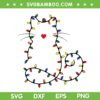Cat Christmas Lights SVG PNG, Cute Cat Merry Xmas Graphic SVG