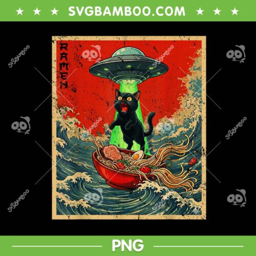 Cat Ramen UFO PNG, Funny Cat Japanese Anime PNG