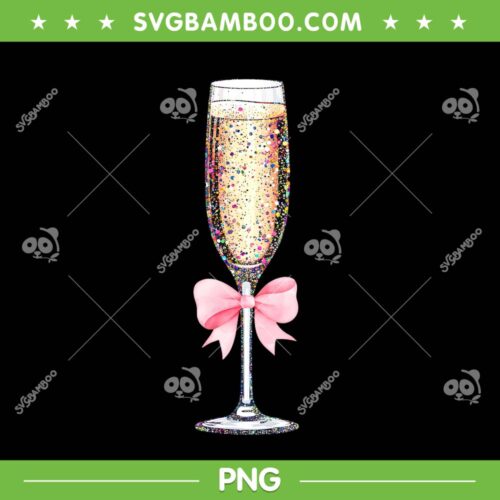 Champagne Coquette Bow PNG, Happy New Years 2026 PNG