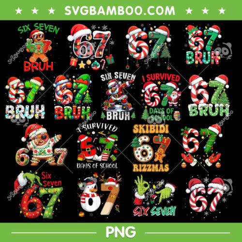 Christmas 67 PNG Bundle, Six Seven Meme Bundle PNG